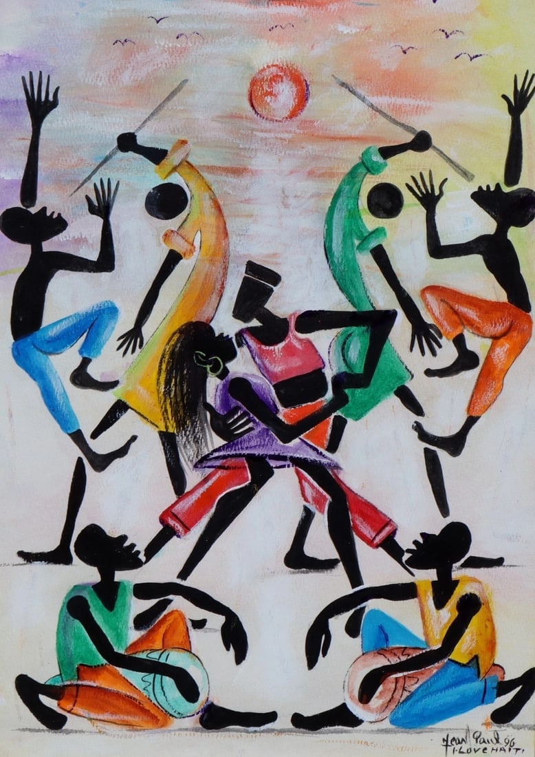 JEAN PAUL (Haitian) I LOVE HAITI Mixed Media Original Painting - 2