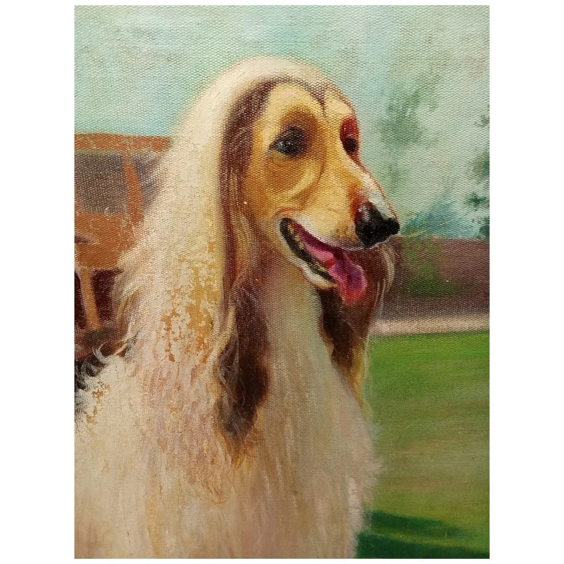Afghan Dog "Magic Realism" 1990 - Huge Oil Canvas Painting - 4