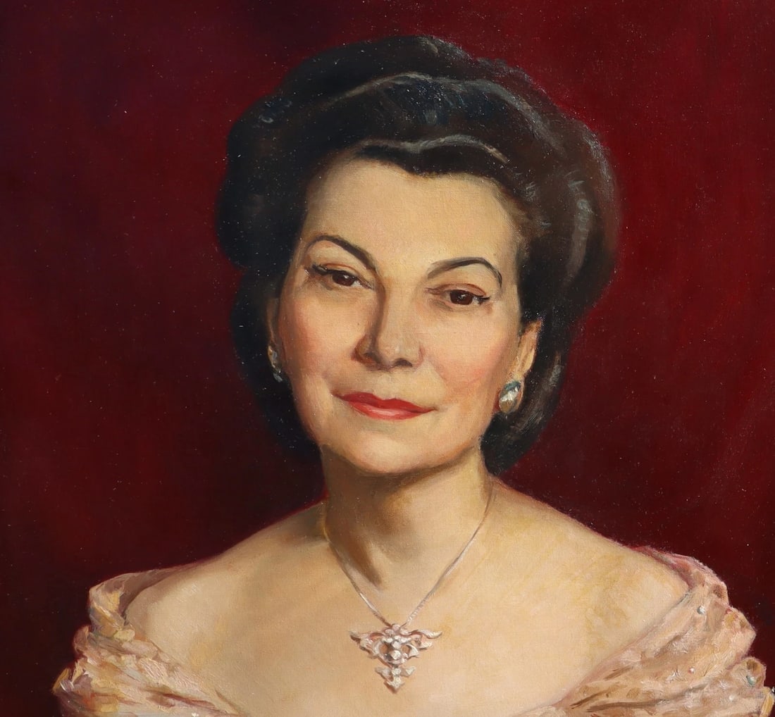RUTH LINNELL BERRY Mid Century oil painting Portrait of a Lady in a Gown - 2