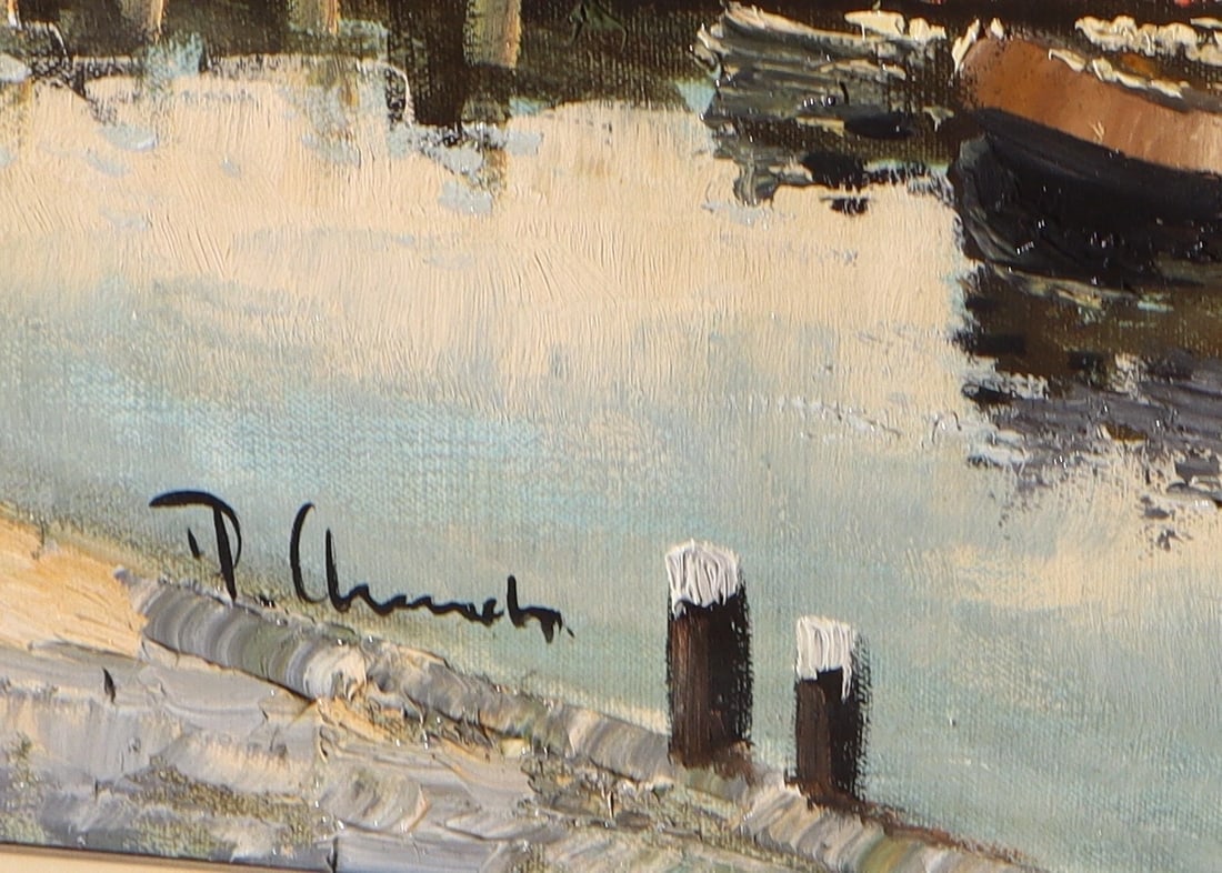PIETER ARENDS Dutch oil painting Montelbaan Tower Oude Schans Amsterdam 1971 - 4