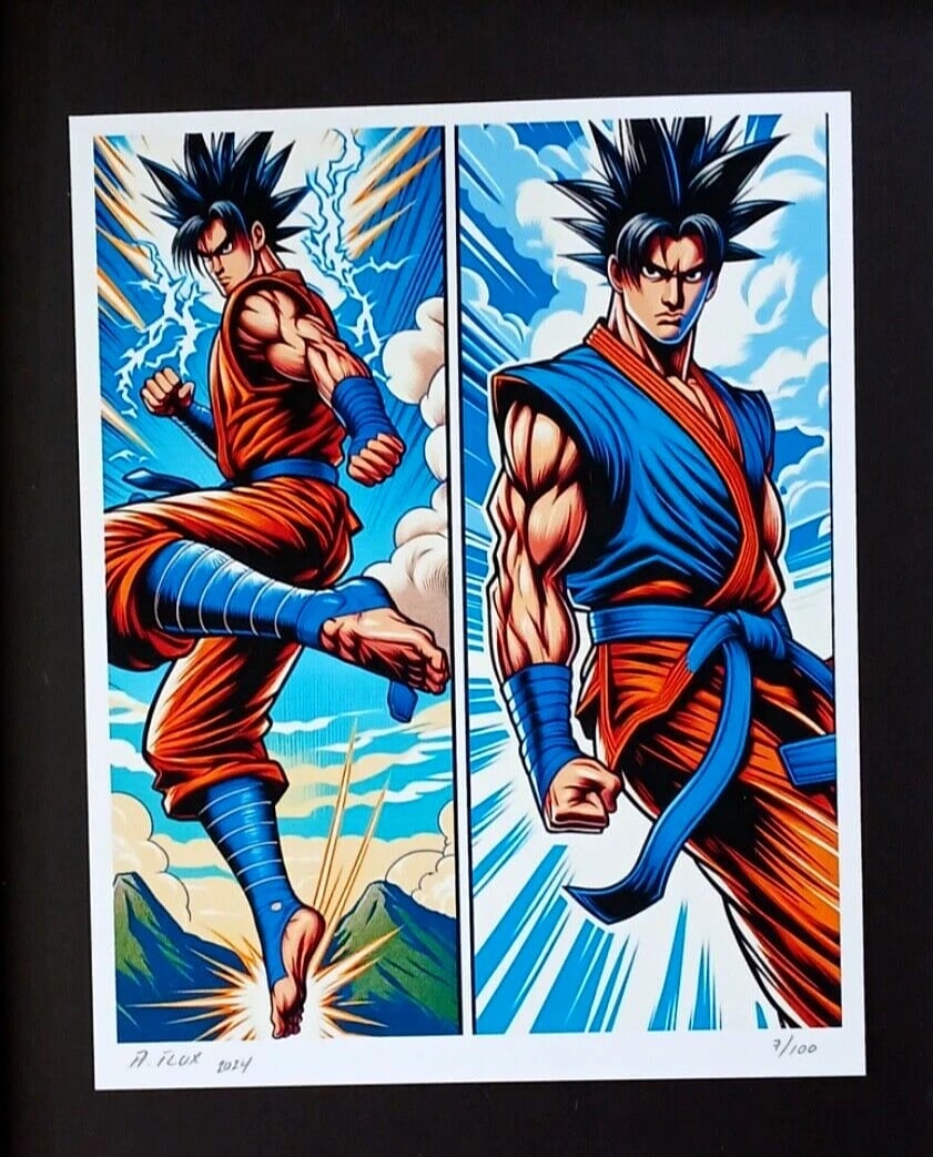 AIDAN FLUX | Hand Signed Original Print Framed | Ltd. Ed. COA Goku Dragon Ball - 2