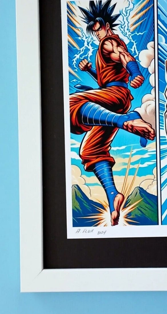 AIDAN FLUX | Hand Signed Original Print Framed | Ltd. Ed. COA Goku Dragon Ball - 3