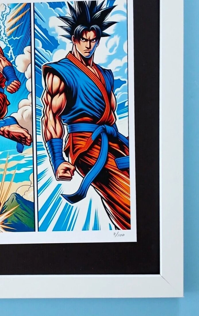 AIDAN FLUX | Hand Signed Original Print Framed | Ltd. Ed. COA Goku Dragon Ball - 4