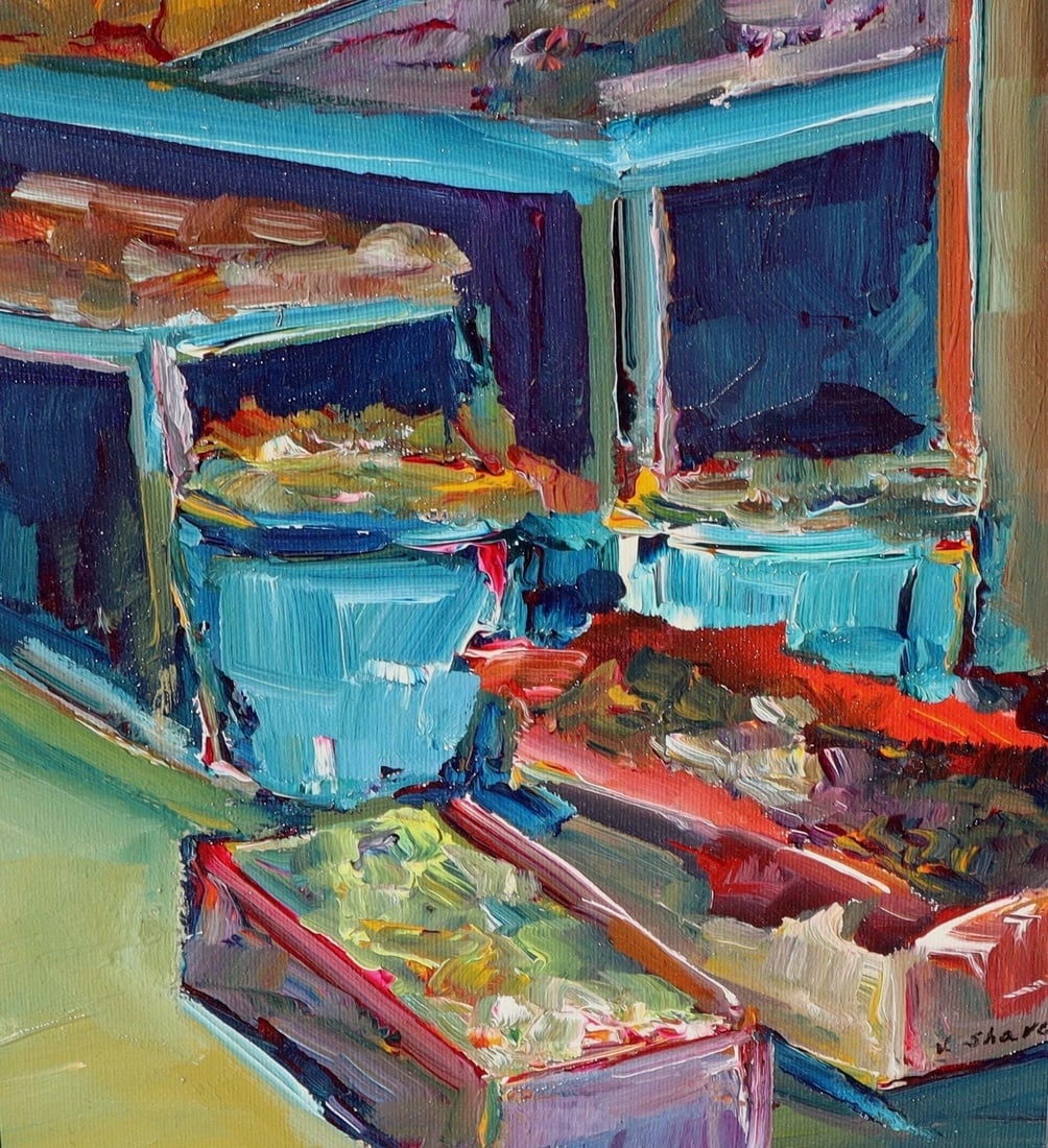VIRGINIA SHAVER California Artist Patras Market oil painting - 2