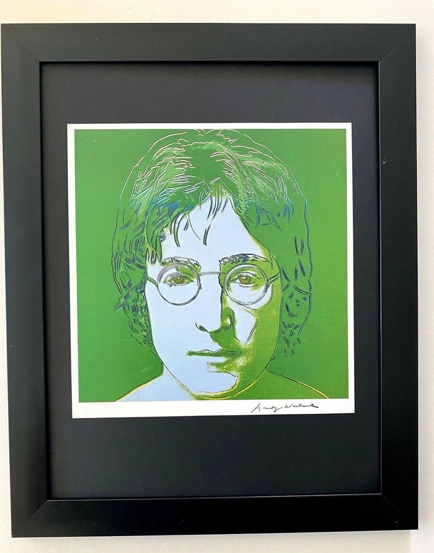 Andy Warhol | Vintage 1984 John Lennon Print Signed | Mounted in 11x14 Board: Up for Auction this Beautiful and Scarce Vintage 1984 Offset Lithograph after Andy Warhol "John Lennon" Facsimile Signature in ink Art Print is about 9 X 9 in. This piece is mounted on a 11 x 14 in.