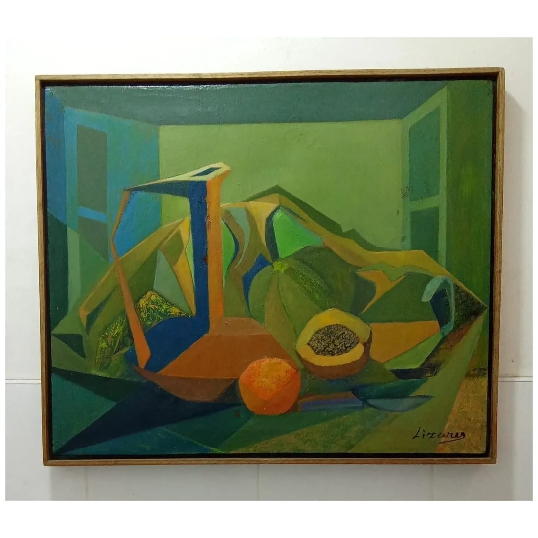 Luis Lizares - 1970 Cubist Oil on Canvas – Peruvian Master Painter – Signed - 2