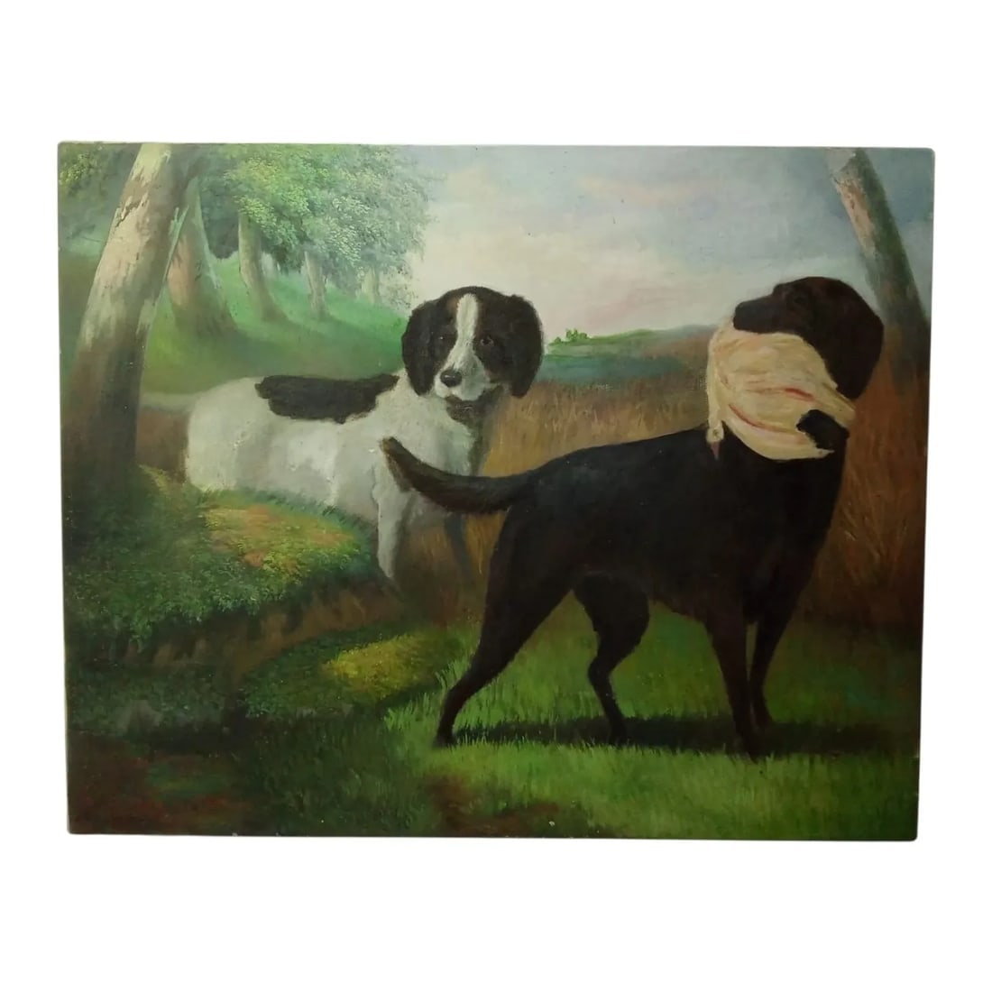 Elegant Hunting Dogs with Partridge – Oil on Canvas 1980 - 3