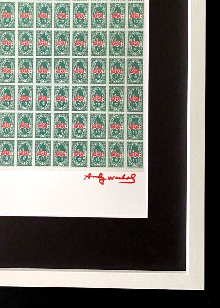 ANDY WARHOL + RARE 1984 SIGNED BEER LABEL PRINT MATTED AND FRAMED - 2