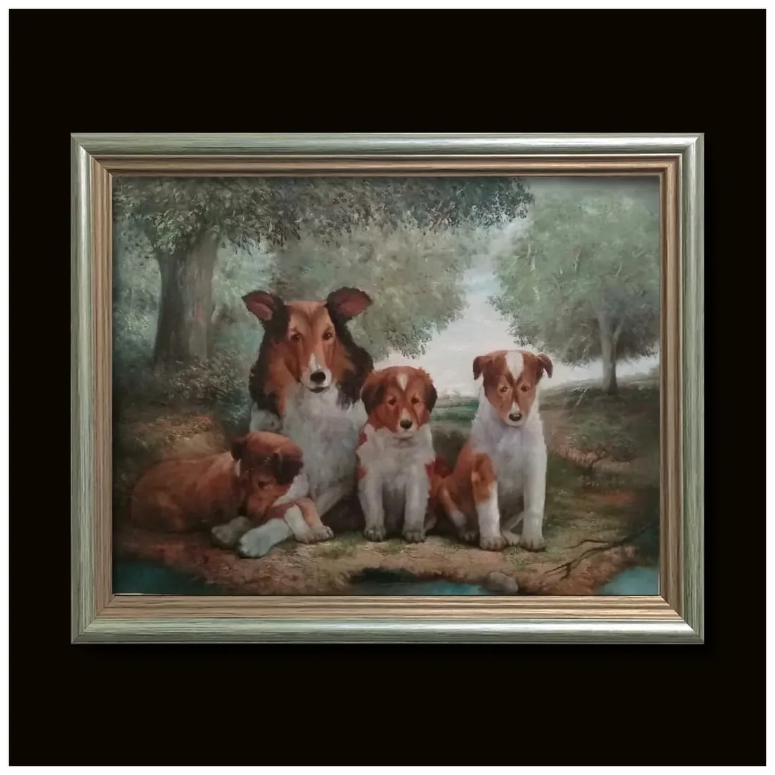 Collies - Oil Canvas painting "Magic Realism" 1990 - 2