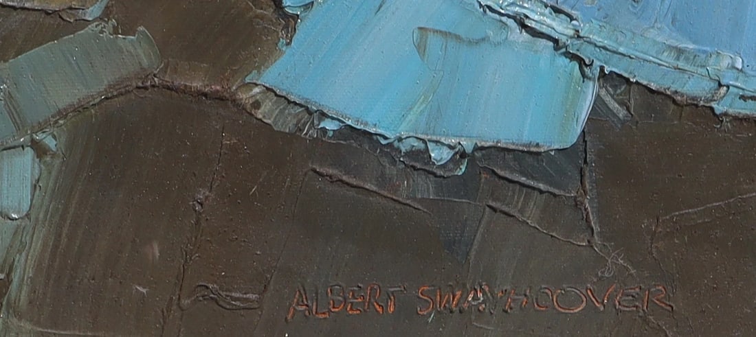 ALBERT SWAYHOOVER Original oil painting Coastal Houses along a Rocky Coast - 3