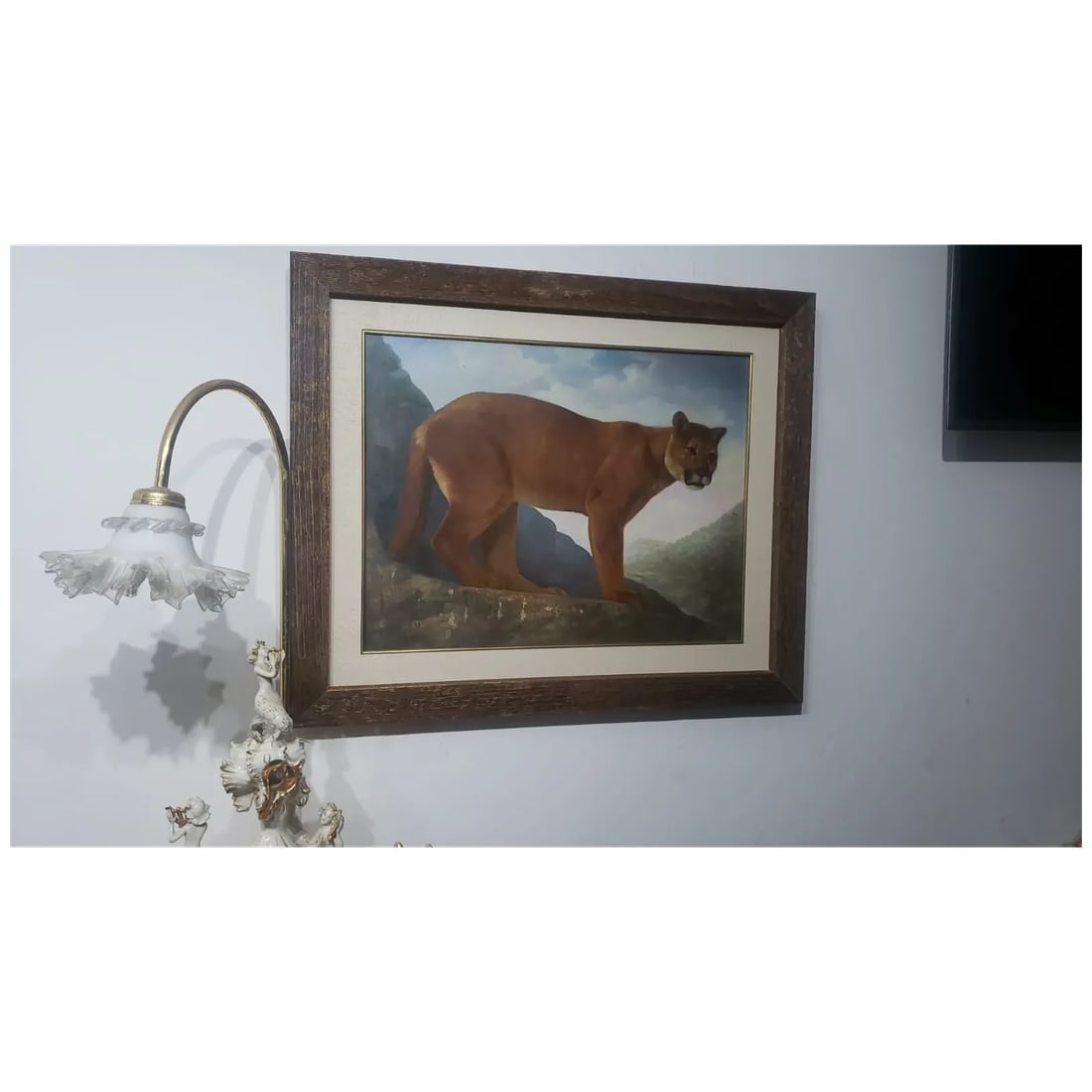 Diez Gallo — Puma Concolor (Cougar), 1980 — Signed Oil on Canvas, Framed - 3