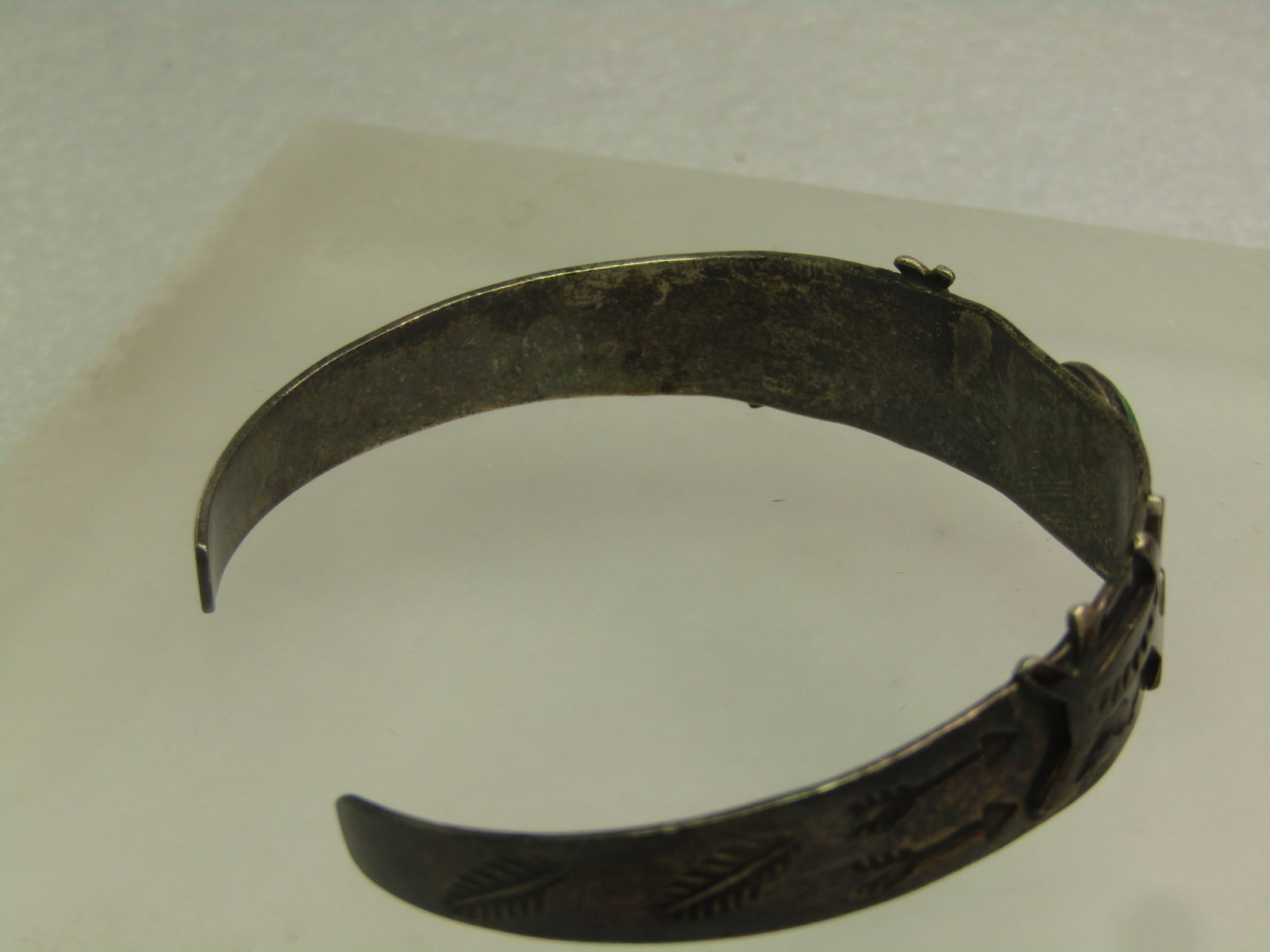 Vintage Sterling Dog/Horse Turquoise Cuff Bracelet, 6.75", Fred Harvey Era, 1920's-1940's - 3