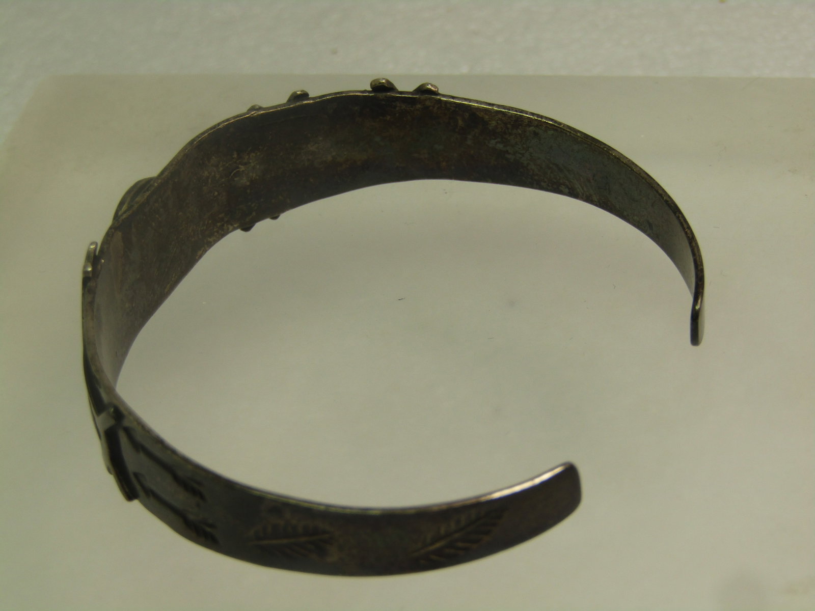 Vintage Sterling Dog/Horse Turquoise Cuff Bracelet, 6.75", Fred Harvey Era, 1920's-1940's - 4