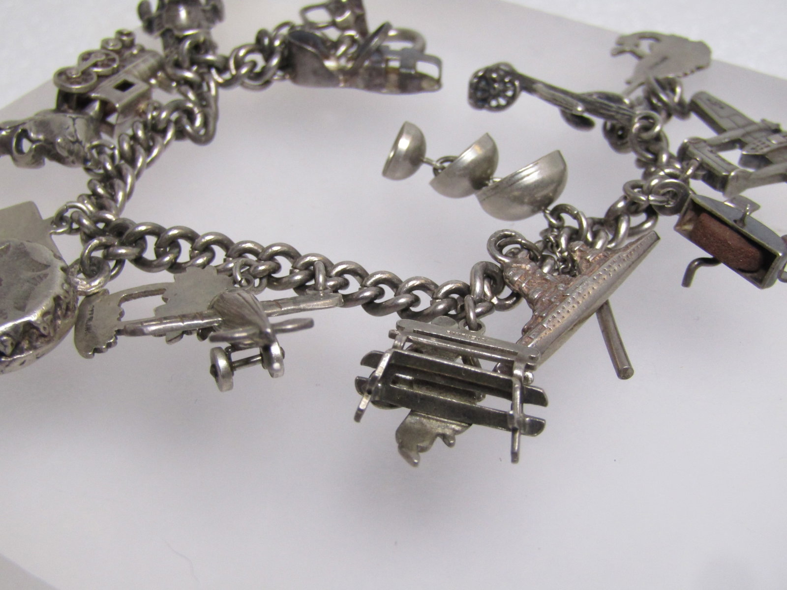 Vintage Sterling 16 Charm Bracelet,7", 1940's-1960's, Appx. 42.24 grams. - 4