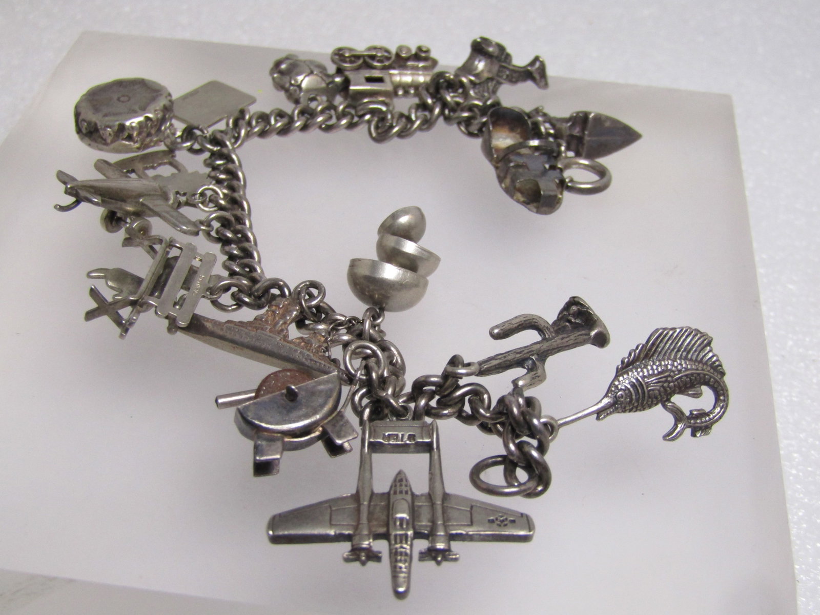 Vintage Sterling 16 Charm Bracelet,7", 1940's-1960's, Appx. 42.24 grams. - 5