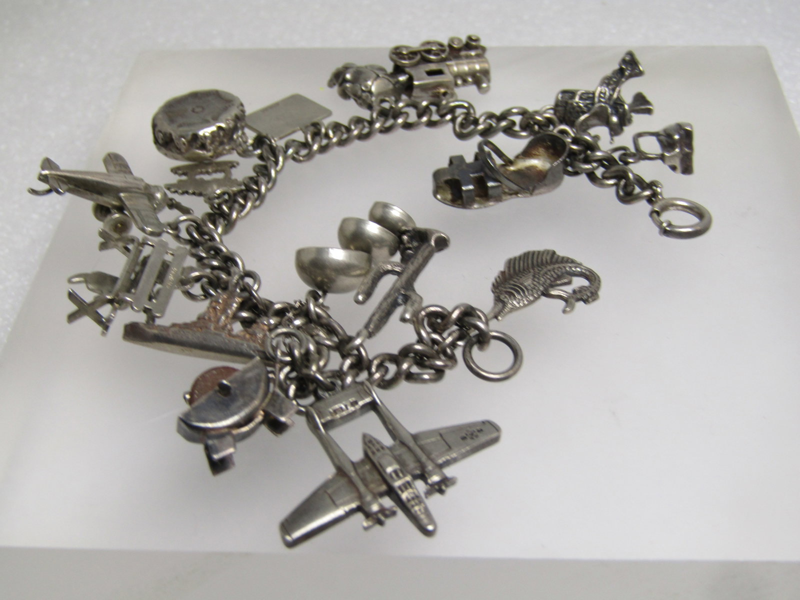 Vintage Sterling 16 Charm Bracelet,7", 1940's-1960's, Appx. 42.24 grams. - 6