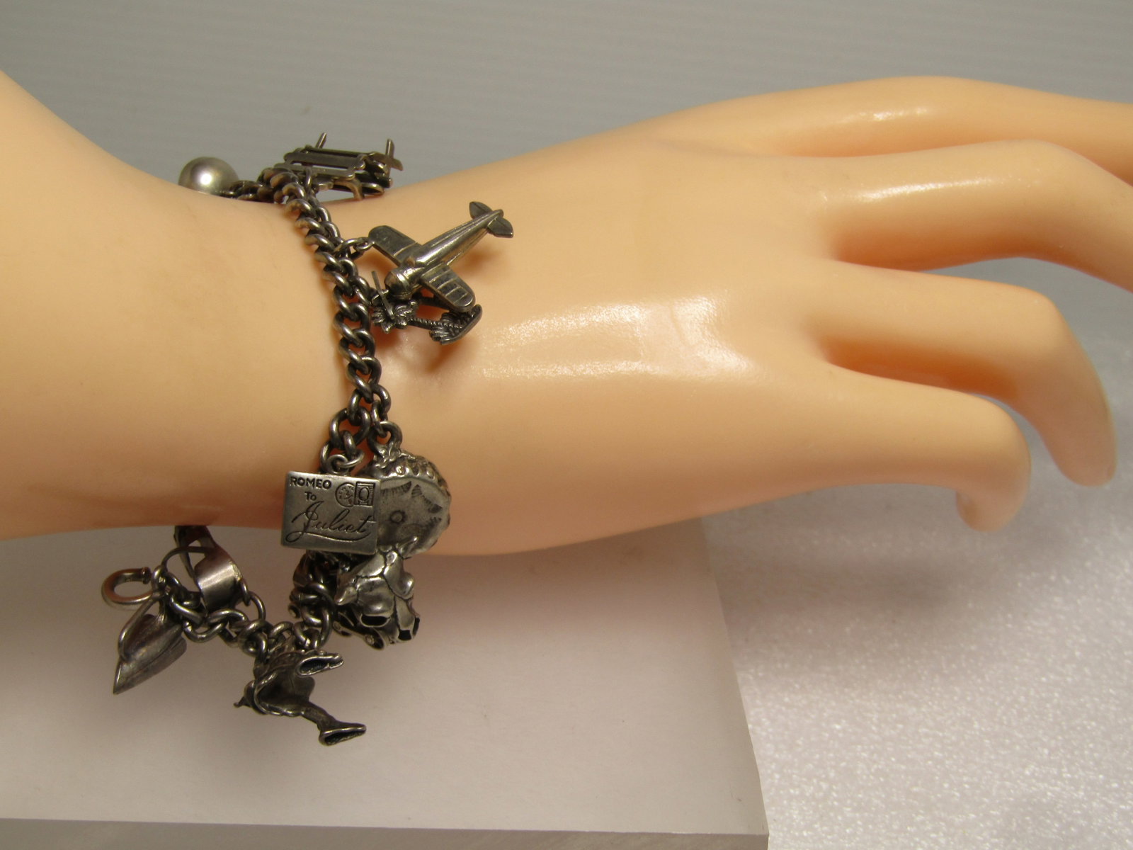 Vintage Sterling 16 Charm Bracelet,7", 1940's-1960's, Appx. 42.24 grams. - 7