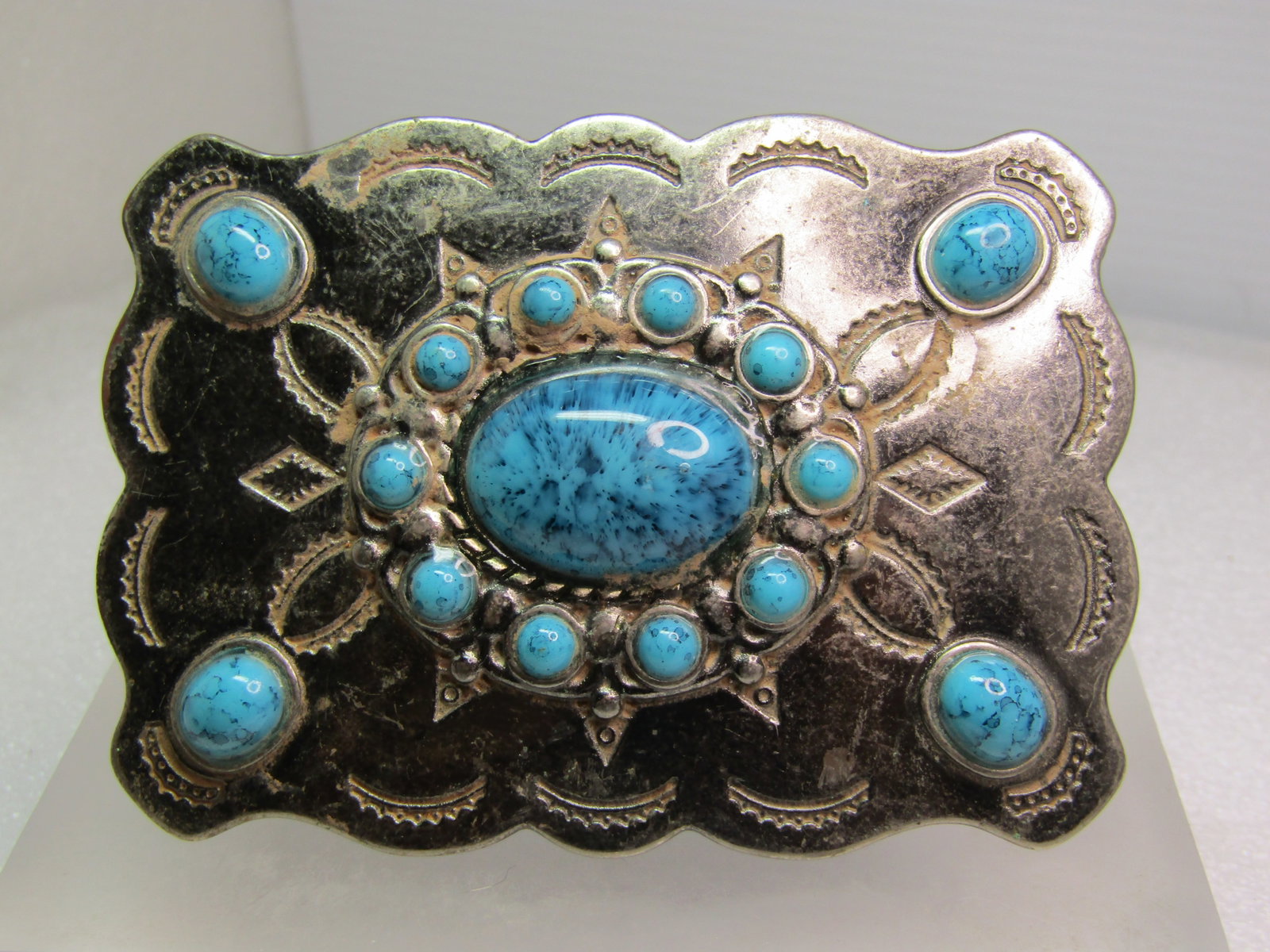 Vintage Southwestern Faux Turquoise Buckle, 1960's-1970's - 2