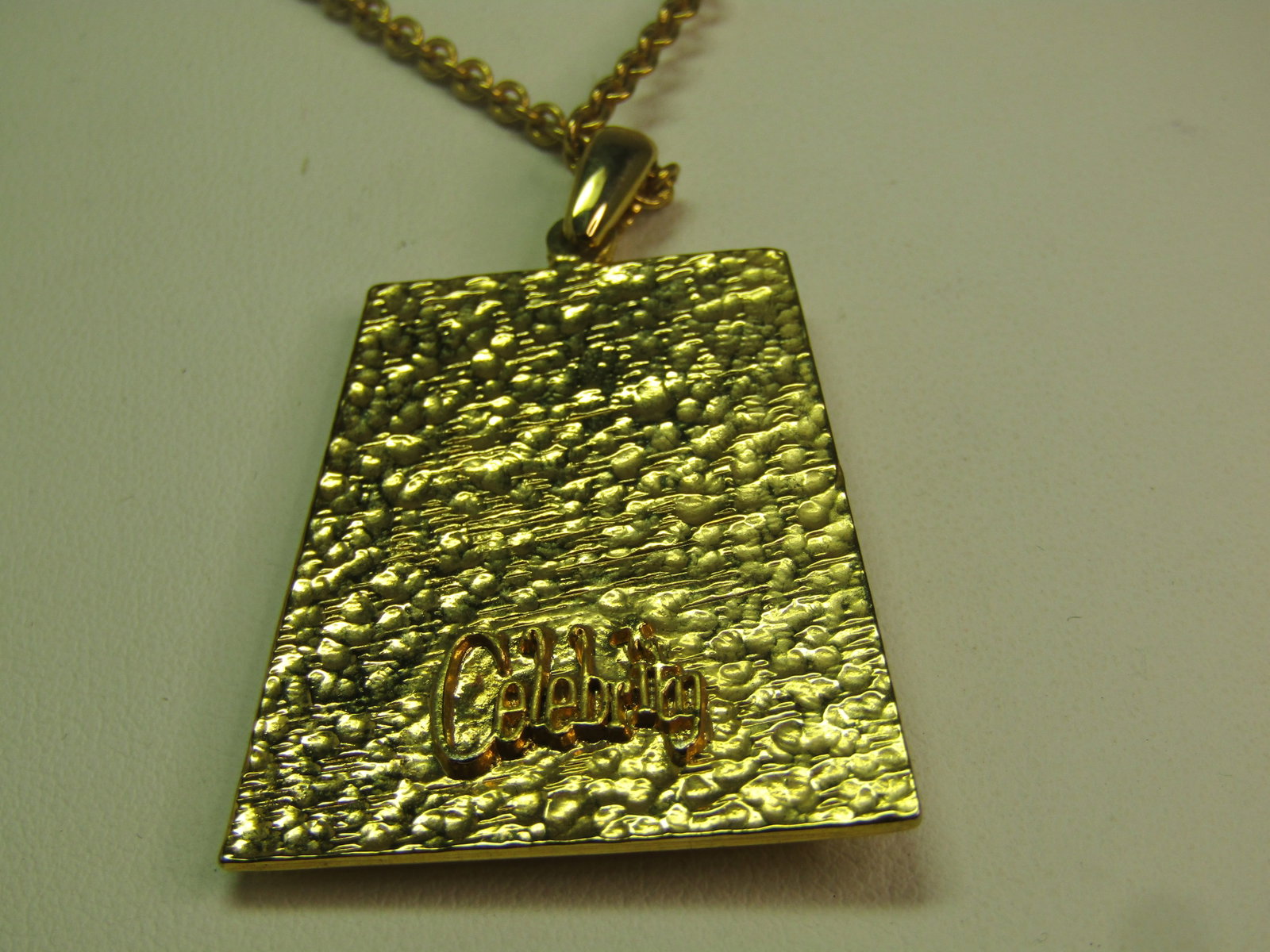 Vintage Egyptian Faux Carved Necklace, 18", Signed Celebrity, 1960's - 4