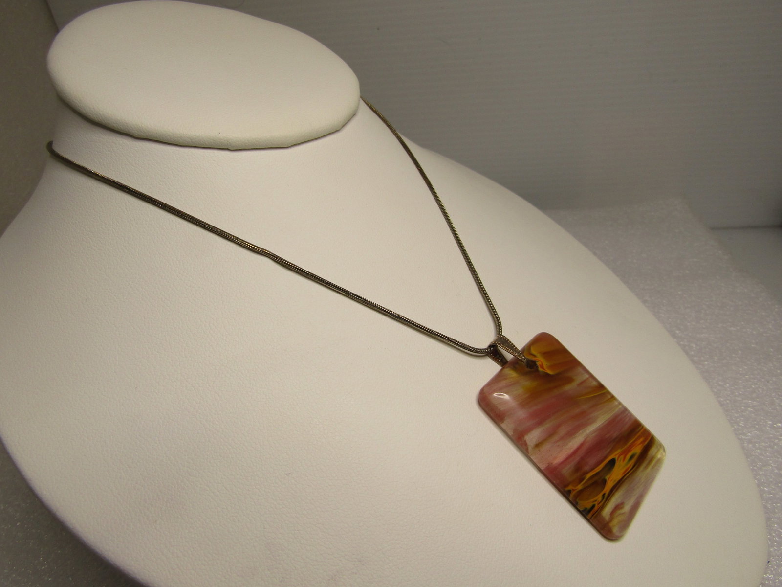 Vintage Simulated Picture Agate Necklace, 20", Southwestern Vibe, 1980's-1990's - 3