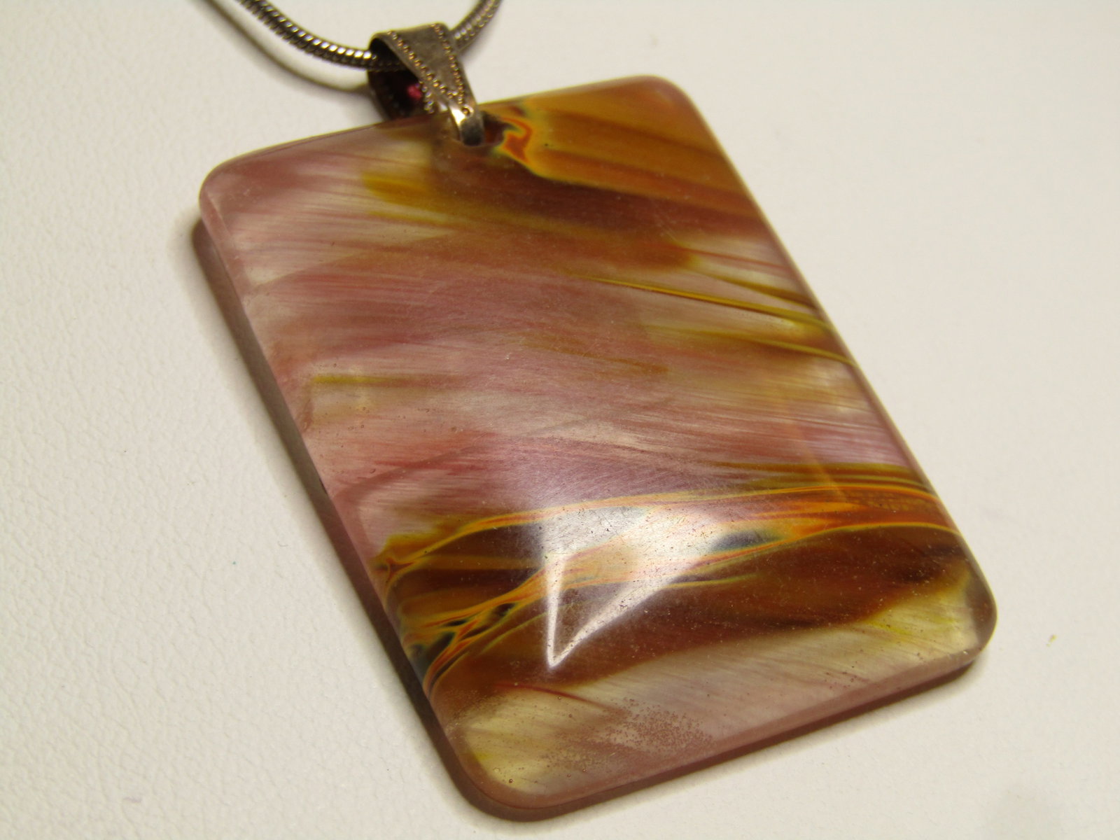 Vintage Simulated Picture Agate Necklace, 20", Southwestern Vibe, 1980's-1990's - 4