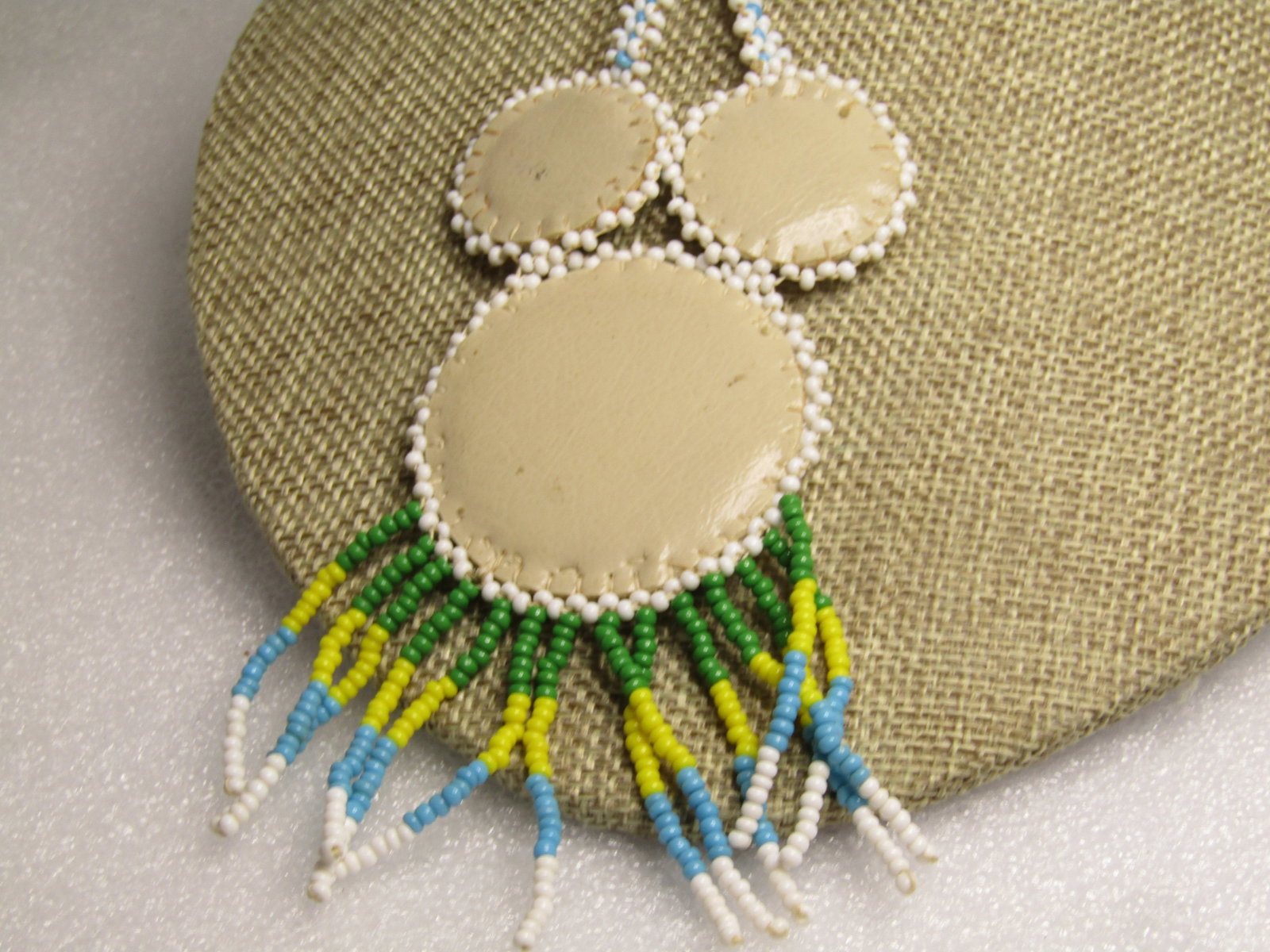 Vintage Southwestern Star Woven Necklace, 22", Glass Seed Beads, 1970's-1990's - 5