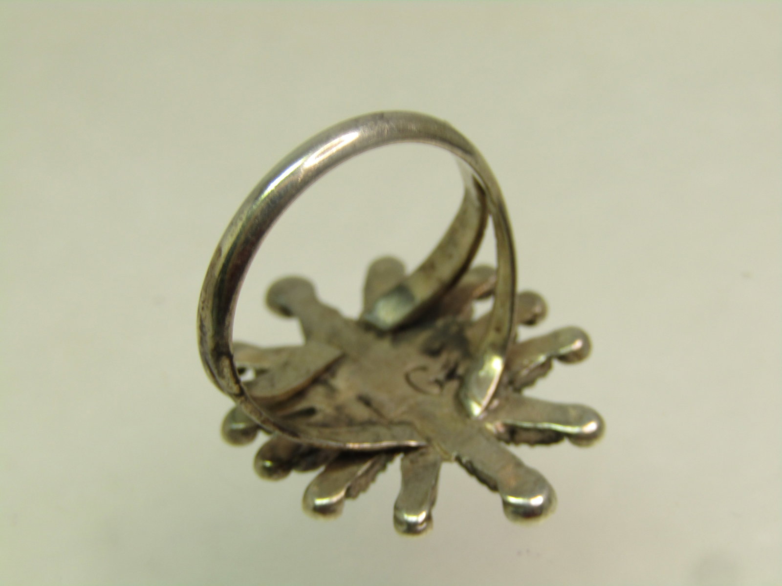 Vintage Sterling Southwestern Turquoise Ring, Needlepoint, Sz. 5.5, Signed L.G., 1960's-1970's - 4