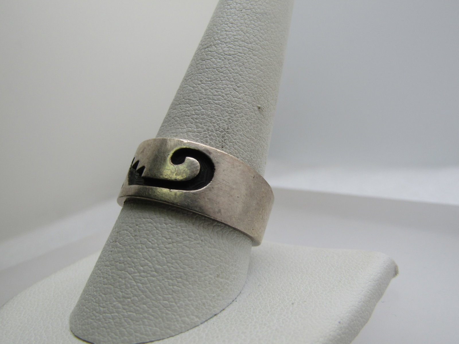 Vintage Sterling Carved Ring, Sz. 10.5, Signed. Could be Asian to Native American. - 2