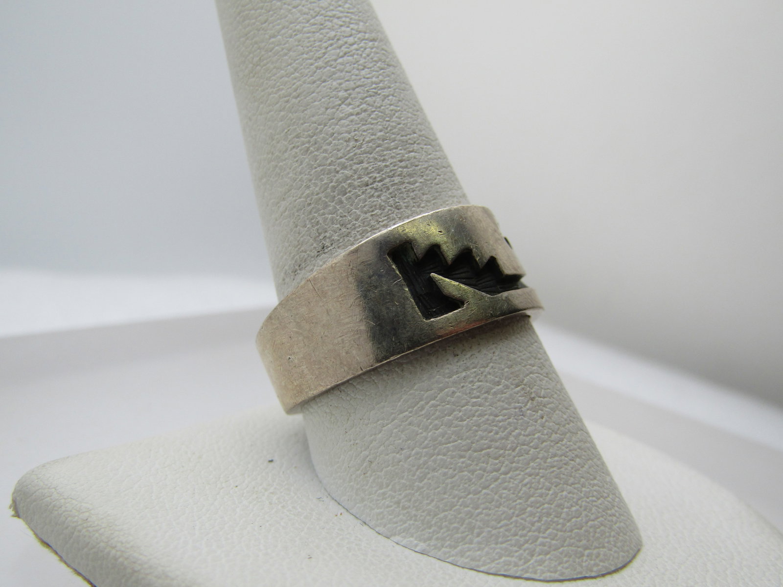 Vintage Sterling Carved Ring, Sz. 10.5, Signed. Could be Asian to Native American. - 3