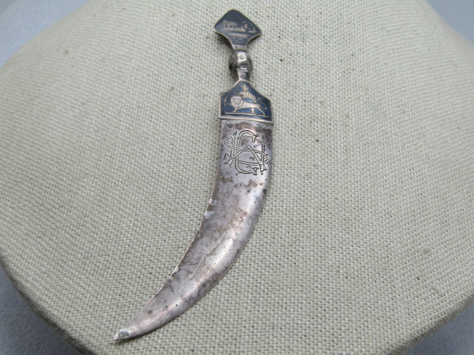 Vintage Sterling Enameled Short Saber Letter Opener, 1940's-1950's - 2