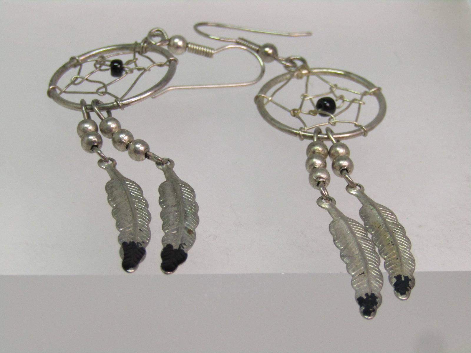 Vintage Southwestern Dreamcatcher Earrngs, Pierced, 1980's - 4