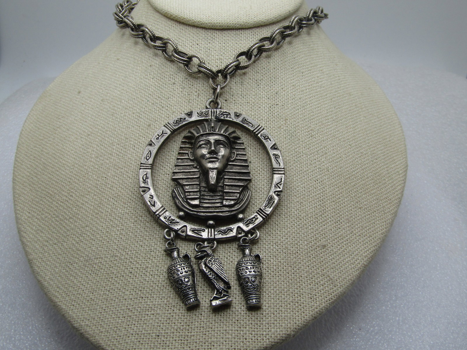 Vintage Egyptian Pharaoh Necklace with Dangles, 24", 1960's-1970's - 2