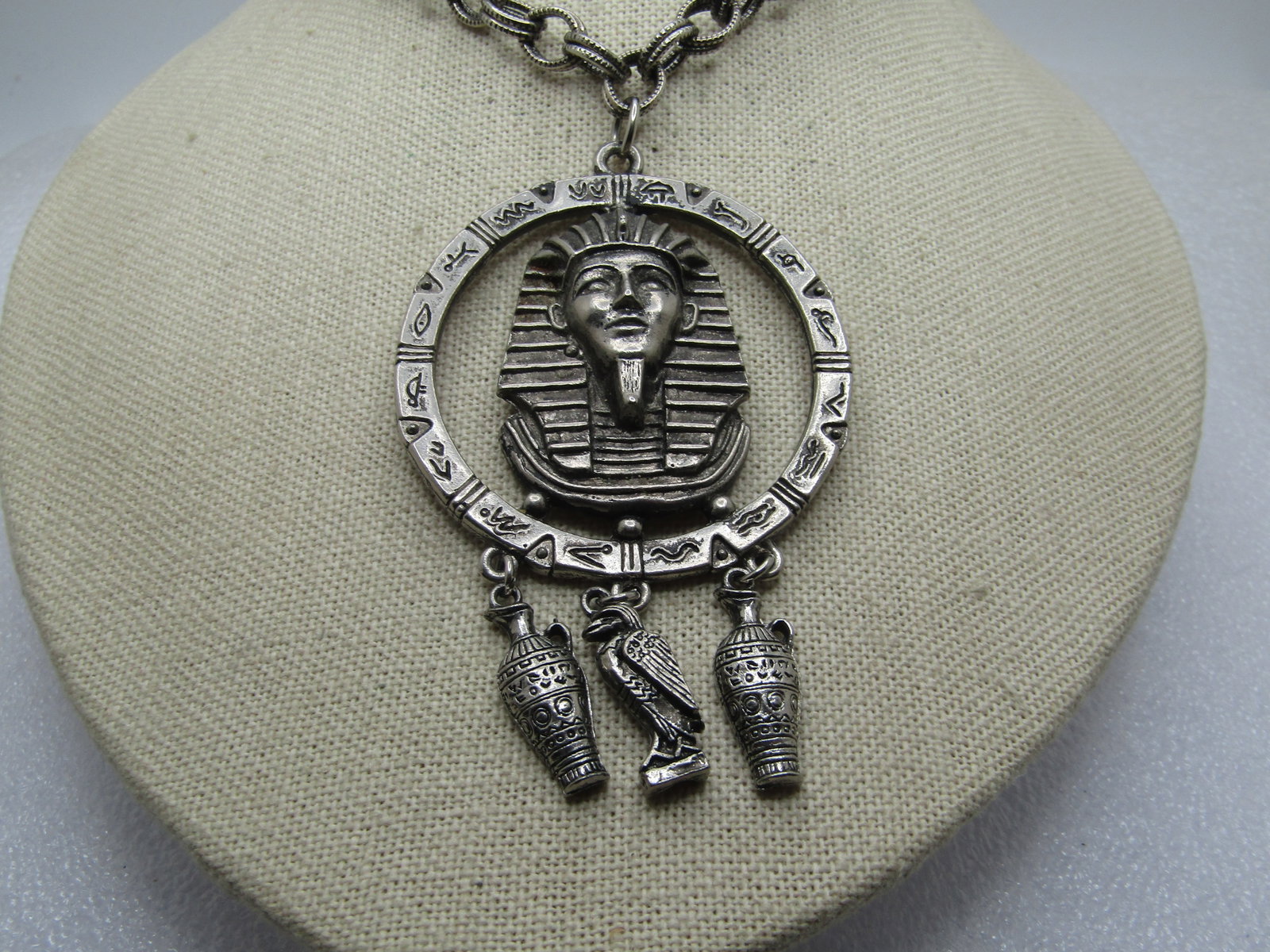 Vintage Egyptian Pharaoh Necklace with Dangles, 24", 1960's-1970's - 3