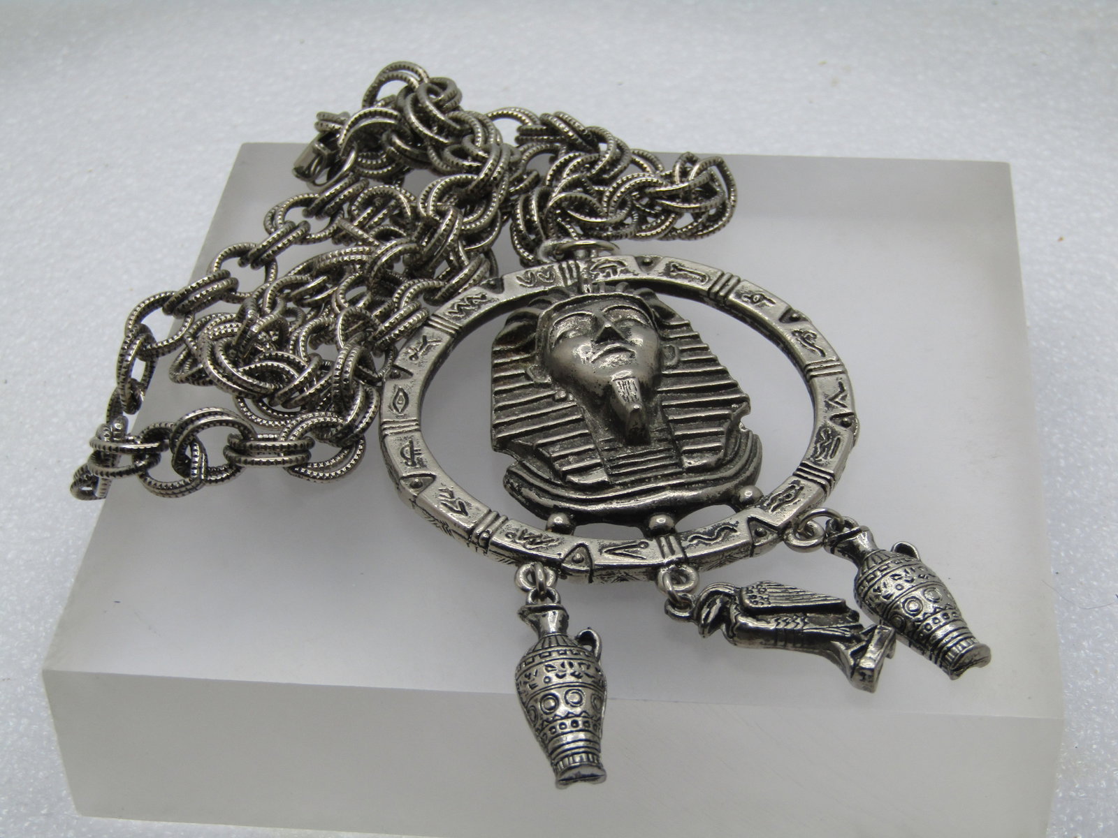 Vintage Egyptian Pharaoh Necklace with Dangles, 24", 1960's-1970's - 5