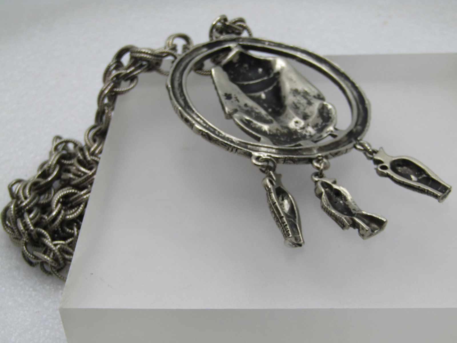 Vintage Egyptian Pharaoh Necklace with Dangles, 24", 1960's-1970's - 7