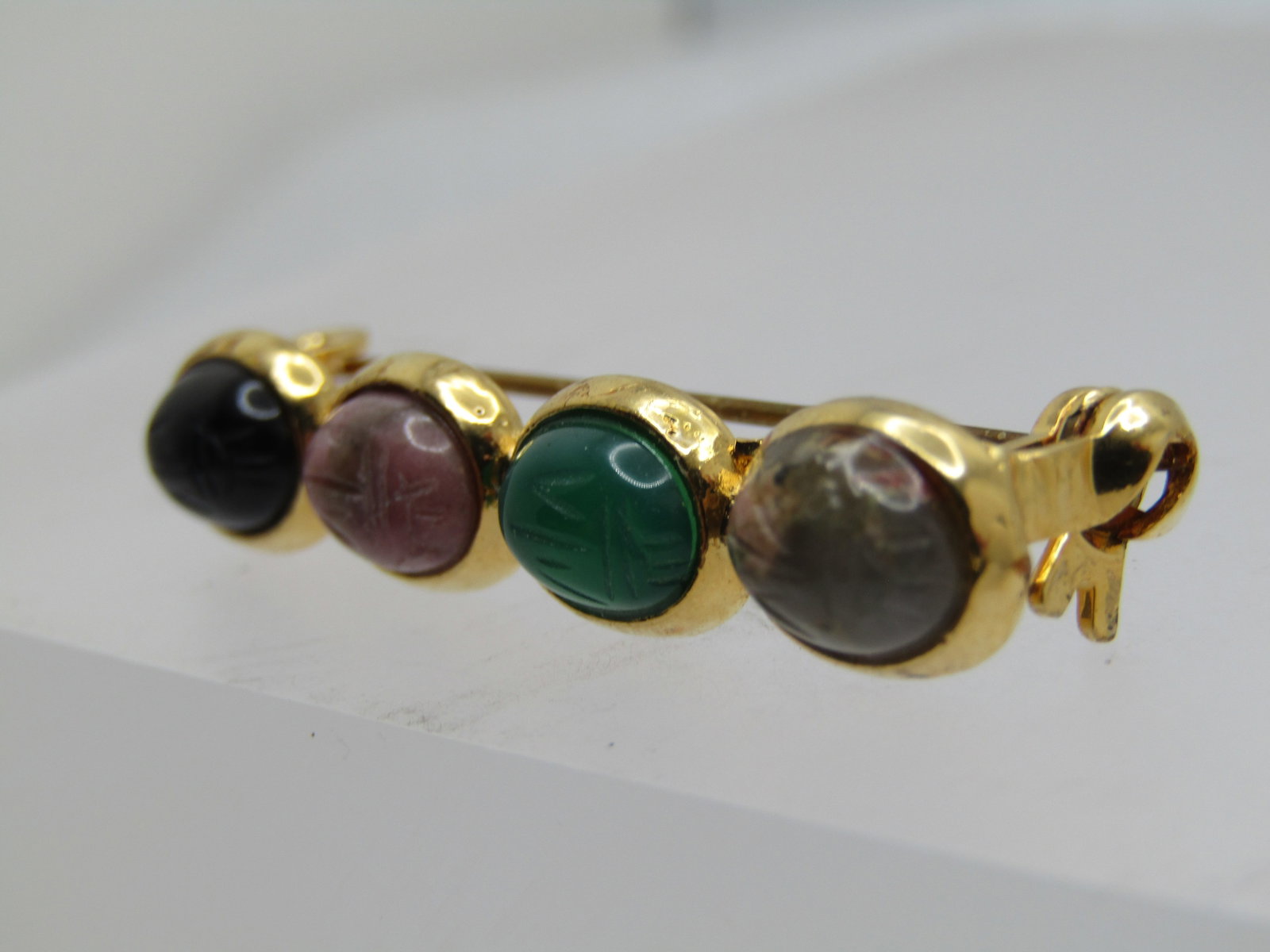 Vintage Egyptian Scarab Bar Brooch, 1960's-1970's - 2