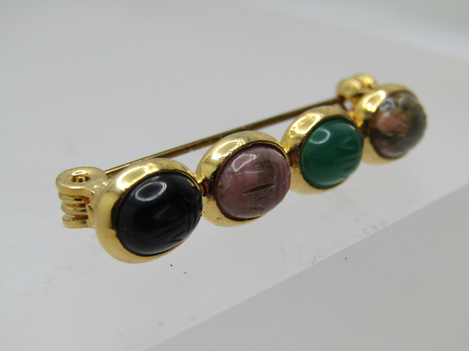 Vintage Egyptian Scarab Bar Brooch, 1960's-1970's - 3