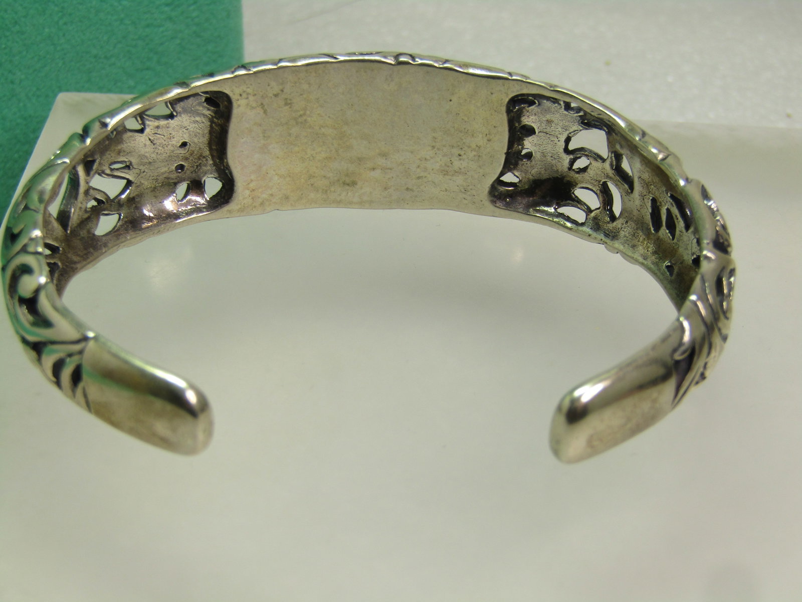Sterling Southwestern Inlaid Turquoise Coral Floral Cuff Bracelet, Carolyn Pollack, 6.5", 2000's - 5