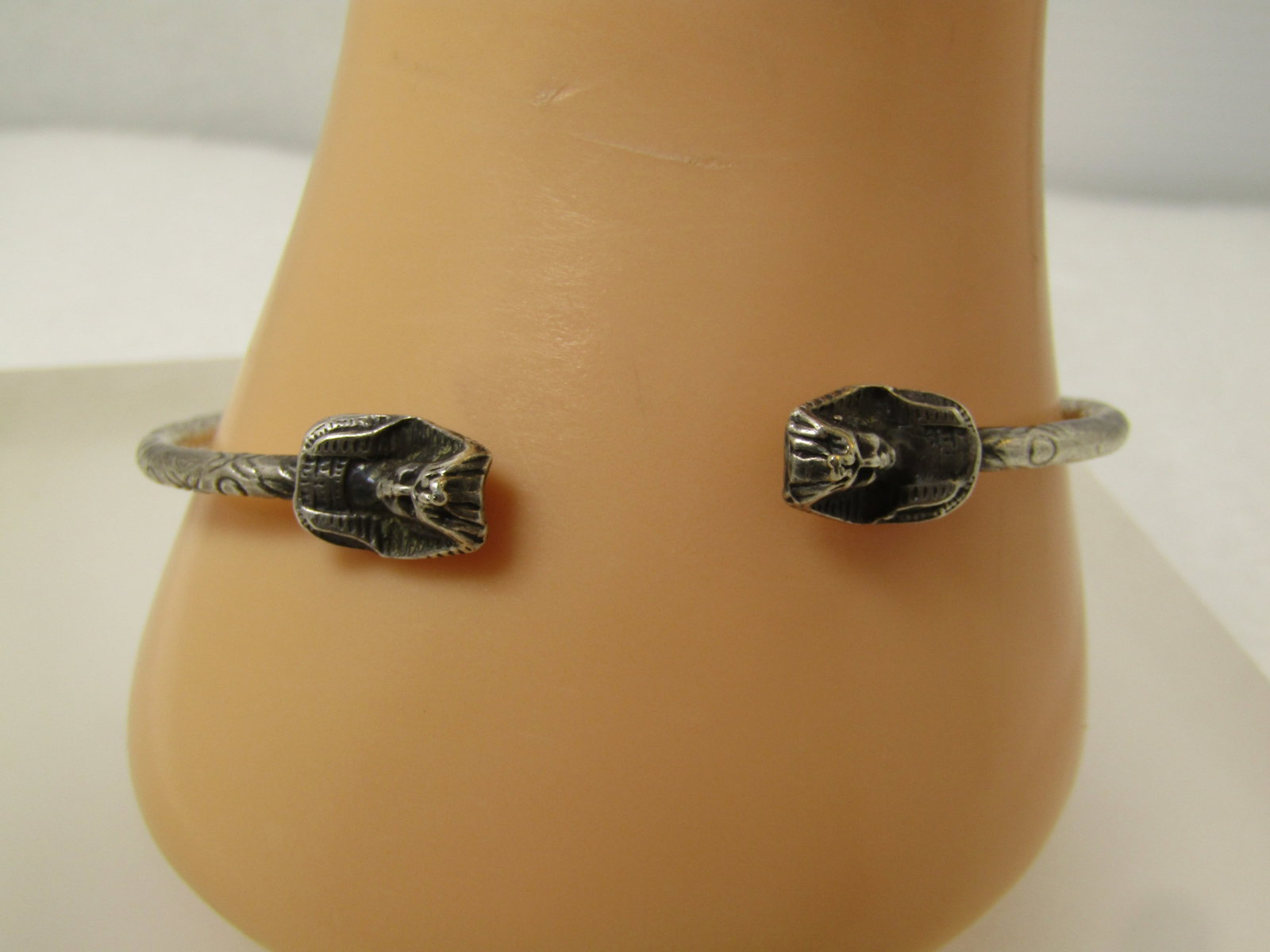 Vintage Sterling Egyptian Pharoah Cuff Bangle Bracelet, Signed AJI, 8", 1990's-2000's (1 of 6)