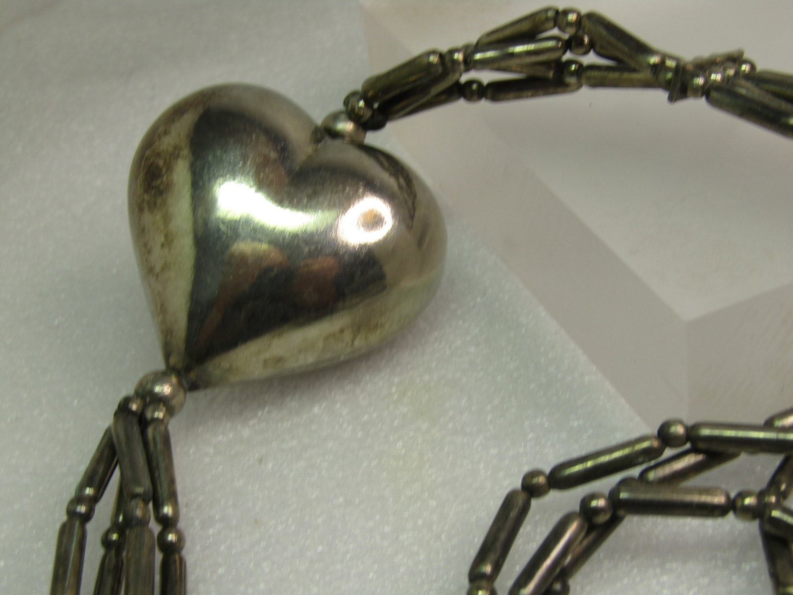 Vintage Southwestern Chunky Heart Necklace, Triple Strand - Repurpose, 1970-1980's - 4