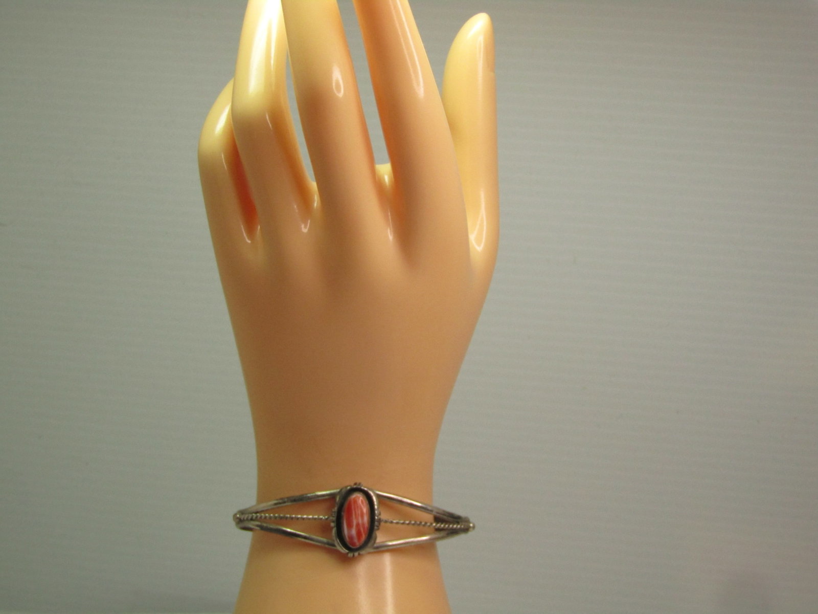 Vintage Sterling Agate Cuff Bracelet, Unisex, S. 7.25, Signed L.M., 1980's - 3