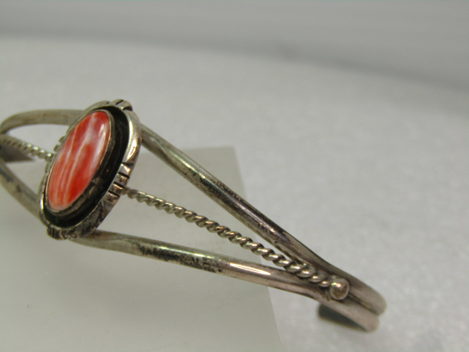 Vintage Sterling Agate Cuff Bracelet, Unisex, S. 7.25, Signed L.M., 1980's - 6