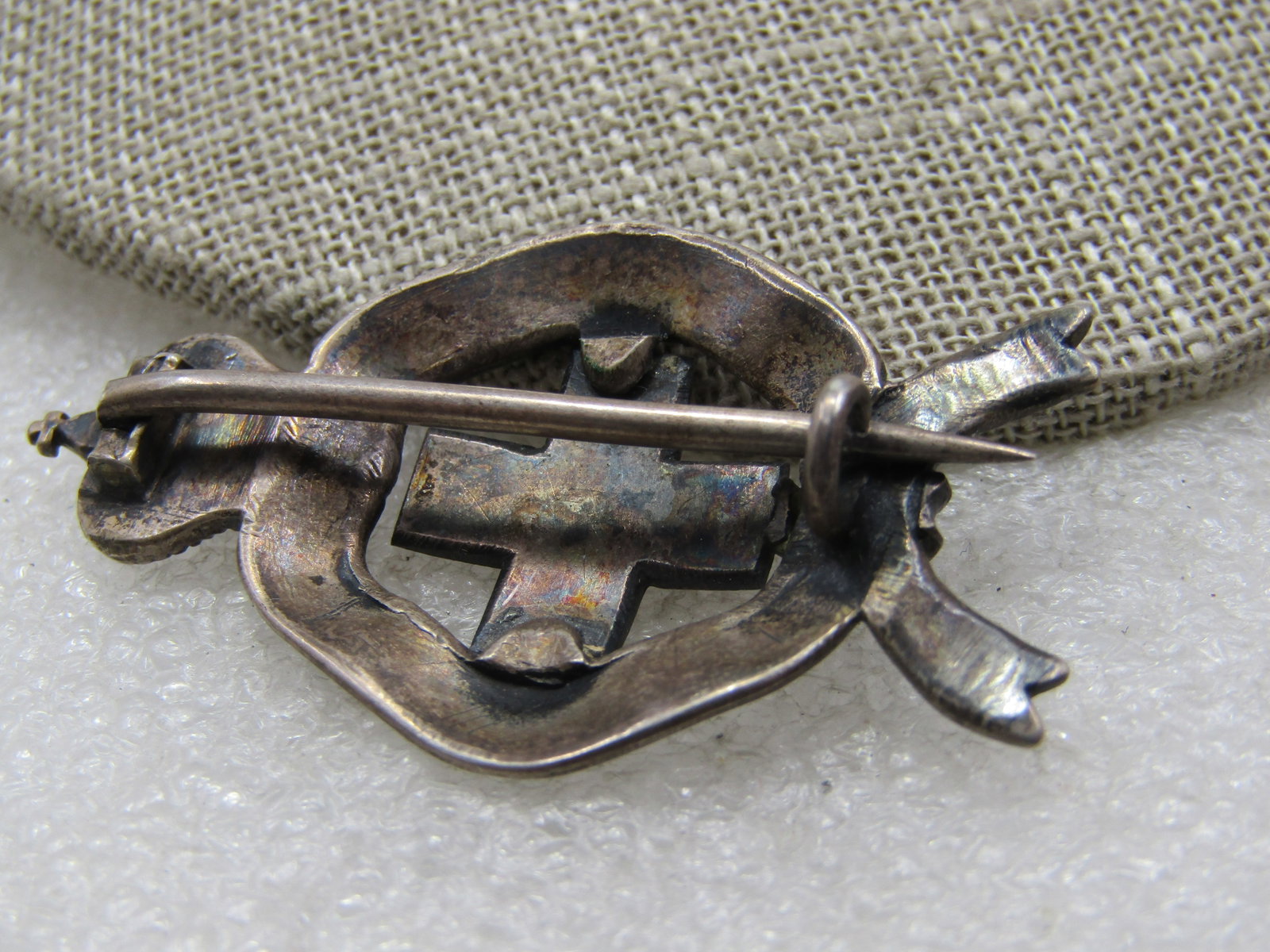 Vintage Native American Sterling Silver Mother of Pearl Brooch Pendant, Signed Nakai - 5