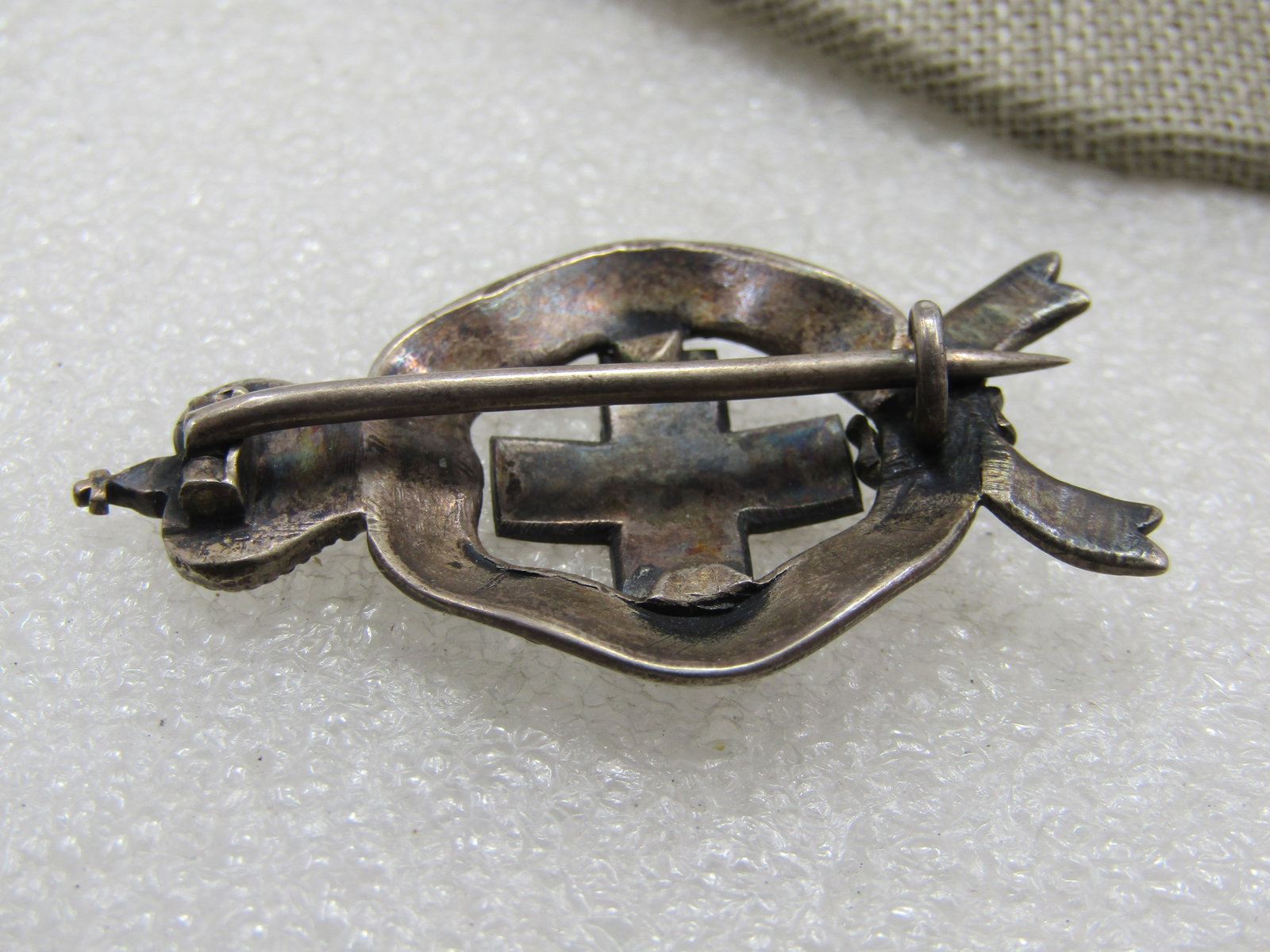 Vintage Native American Sterling Silver Mother of Pearl Brooch Pendant, Signed Nakai - 6