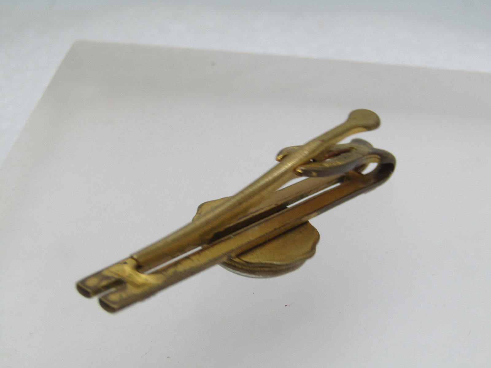 Vintage Real 4-Leaf Clover Tie Bar, Signed Hickok, 1940's-1950's - 5