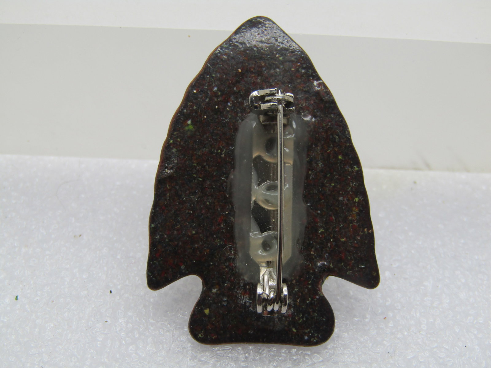 Vintage Enameled Arrowhead Brooch, Copper, Hand Made, 1960's - 4