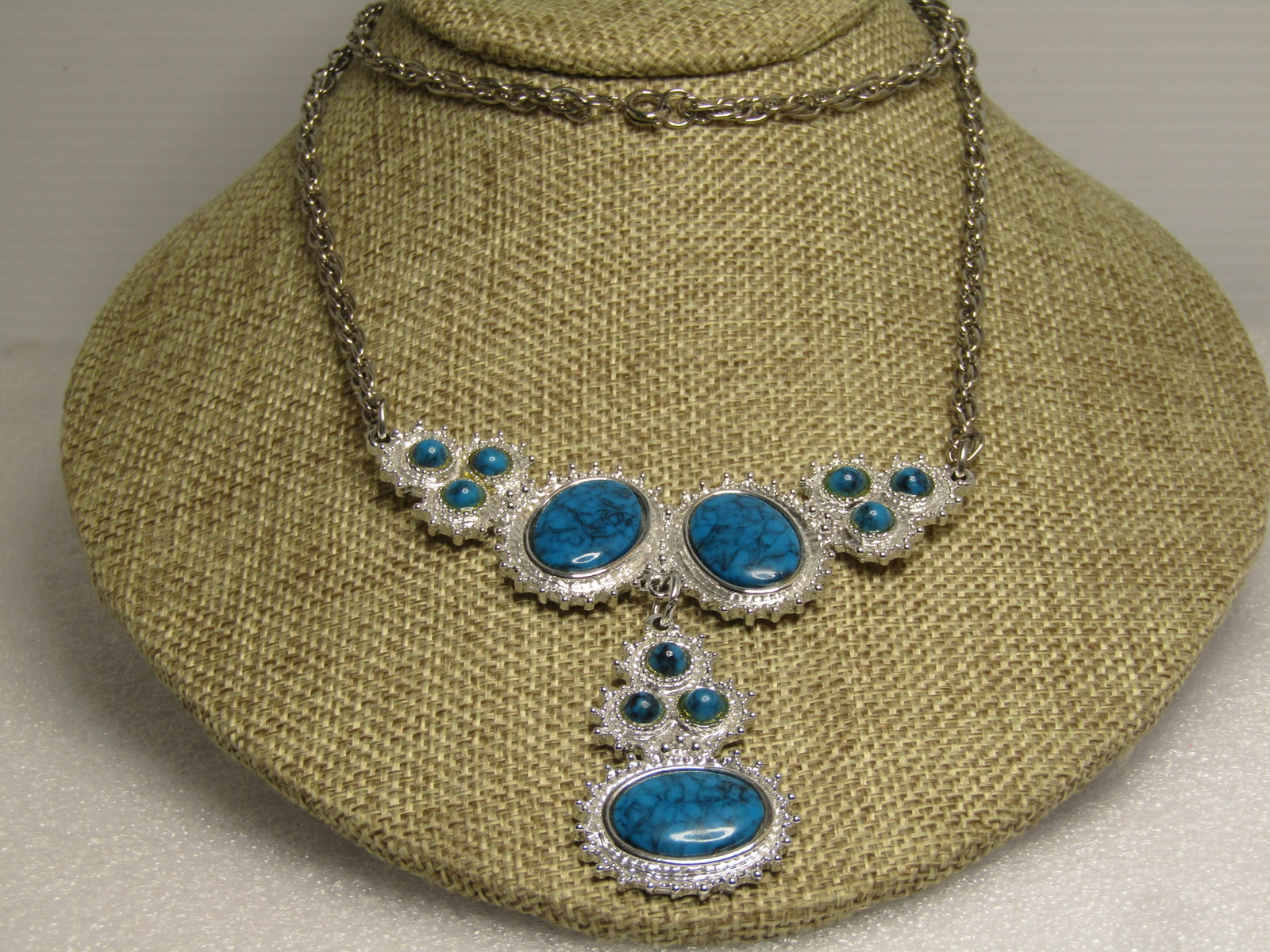 Vintage Costume Southwestern Faux Turquoise Necklace, 26", 1970's-1980's - 2