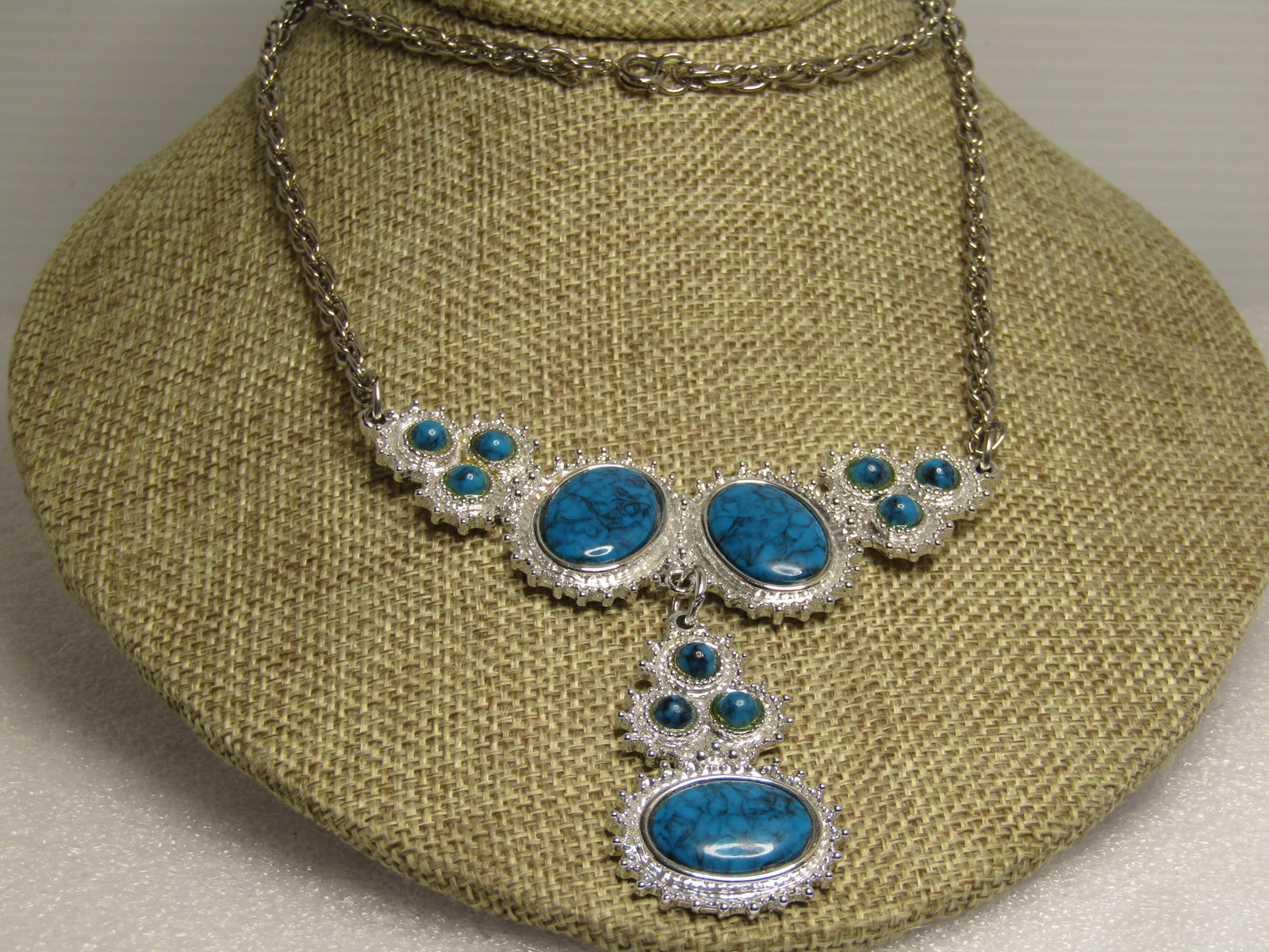 Vintage Costume Southwestern Faux Turquoise Necklace, 26", 1970's-1980's - 3