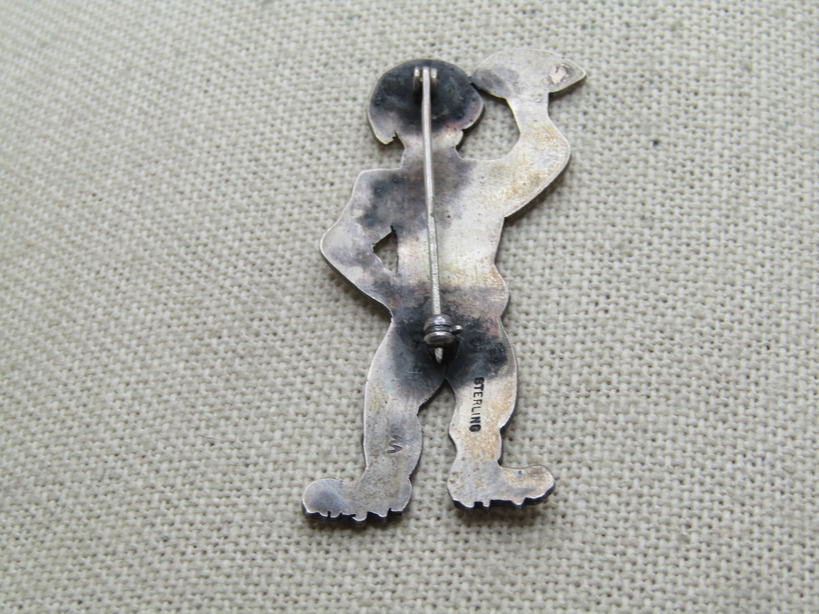 Vintage Sterling Football Player Brooch, No. 3, 1940's-1950's, Signed - 3