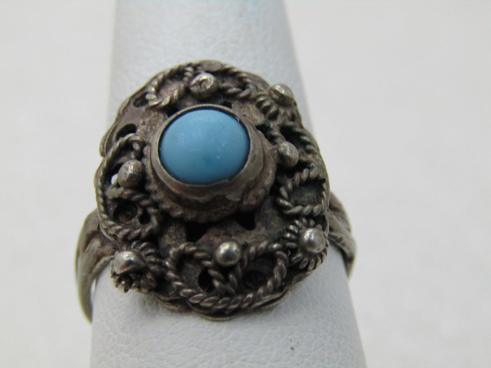 Vintage Southwestern Sterling Turquoise Ring, Sz. 7 - 2